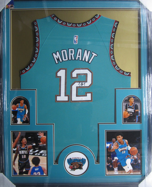 Memphis Grizzlies Ja Morant Hand Signed Autographed Authentic Teal Jersey Framed & Matted with COA