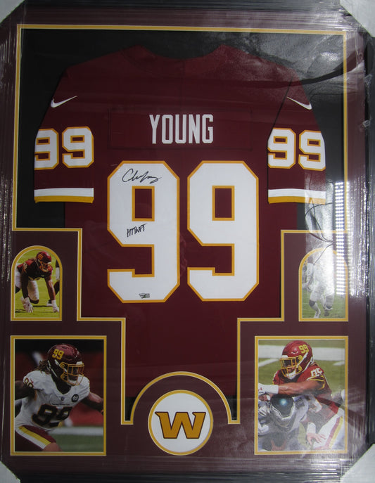 Washington Commanders Chase Young Hand Signed Autographed Maroon Jersey Framed & Matted with FANATICS Authentic COA
