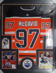 Edmonton Oilers Connor McDavid Signed Jersey Framed & Matted with COA