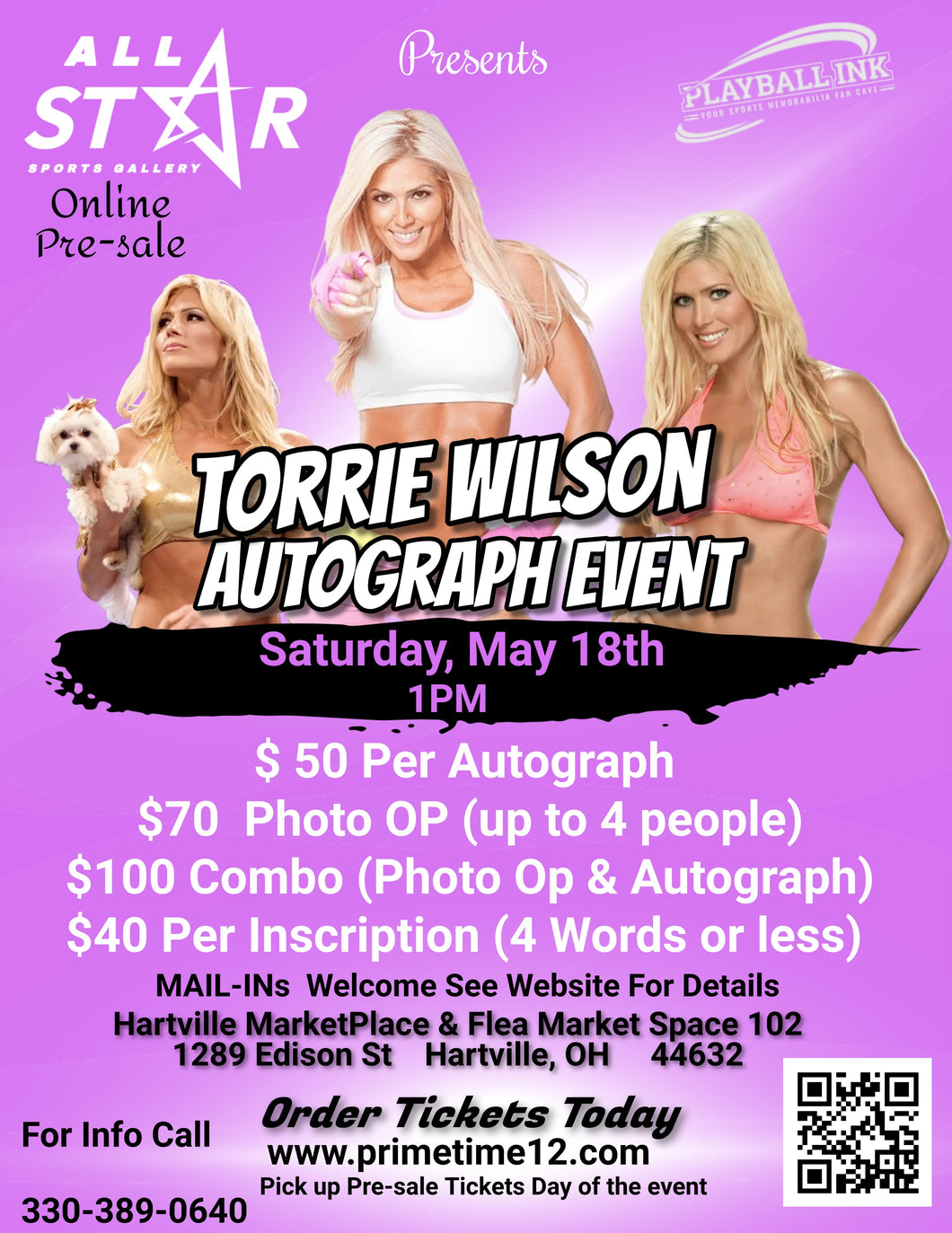 Torrie Wilson Pre-Sale for PHOTO OP ticket to have your photo taken with her