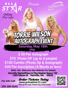 Torrie Wilson Pre-Sale ticket for autograph signing & photo op COMBO GET ANY 1 ITEM SIGNED PLUS PHOTO TAKEN WITH HER