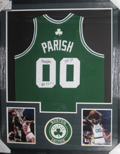 Load image into Gallery viewer, Boston Celtics Robert Parish Signed Jersey with TOP 50 &amp; HOF 03 Inscriptions Framed &amp; Matted with PSA COA
