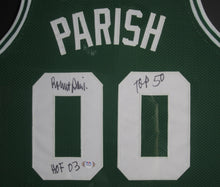 Load image into Gallery viewer, Boston Celtics Robert Parish Signed Jersey with TOP 50 &amp; HOF 03 Inscriptions Framed &amp; Matted with PSA COA