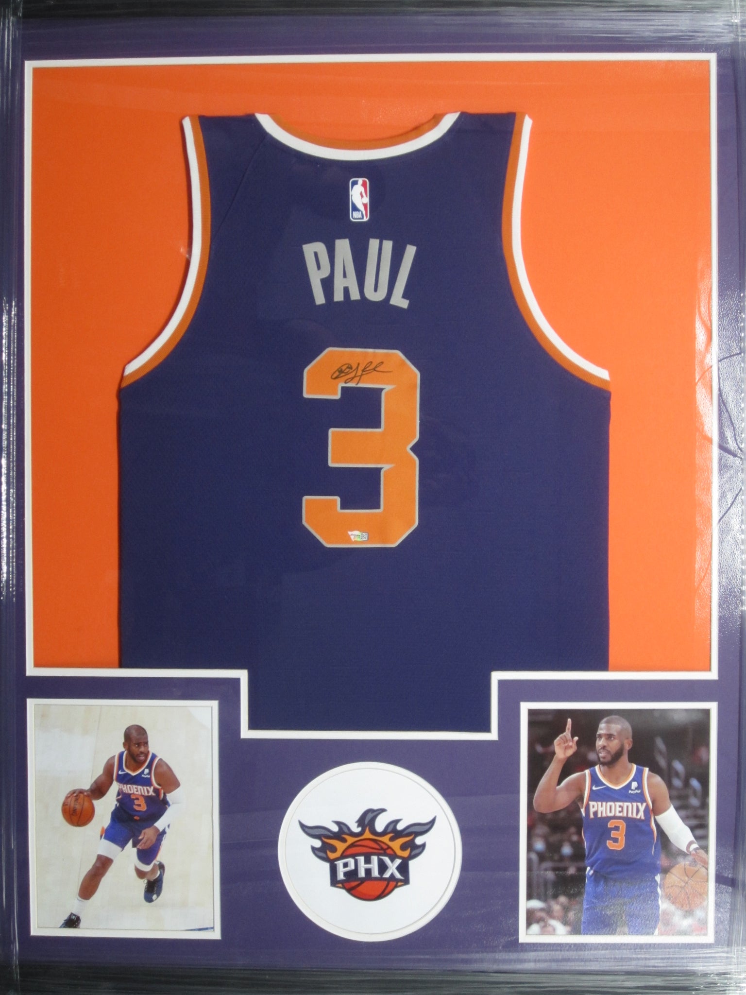 Chris Paul Signed Suns 33x42 Custom Framed Jersey Display with LED