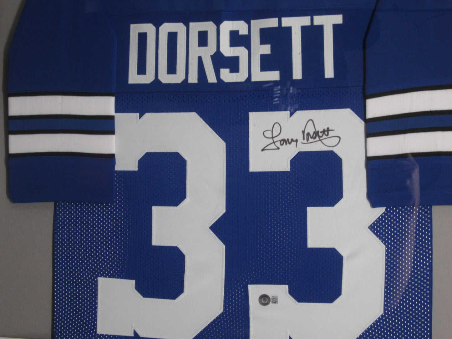 Dallas Cowboys Tony Dorsett Hand Signed Autographed Custom Blue Jersey Framed & Matted with BECKETT COA