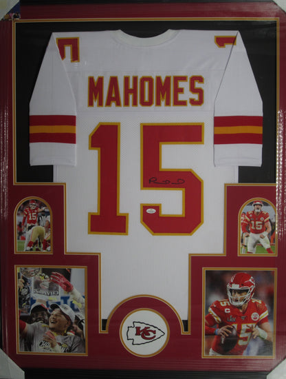 Kansas City Chiefs Patrick Mahomes Hand Signed Autographed Custom White Jersey Framed & Matted with COA