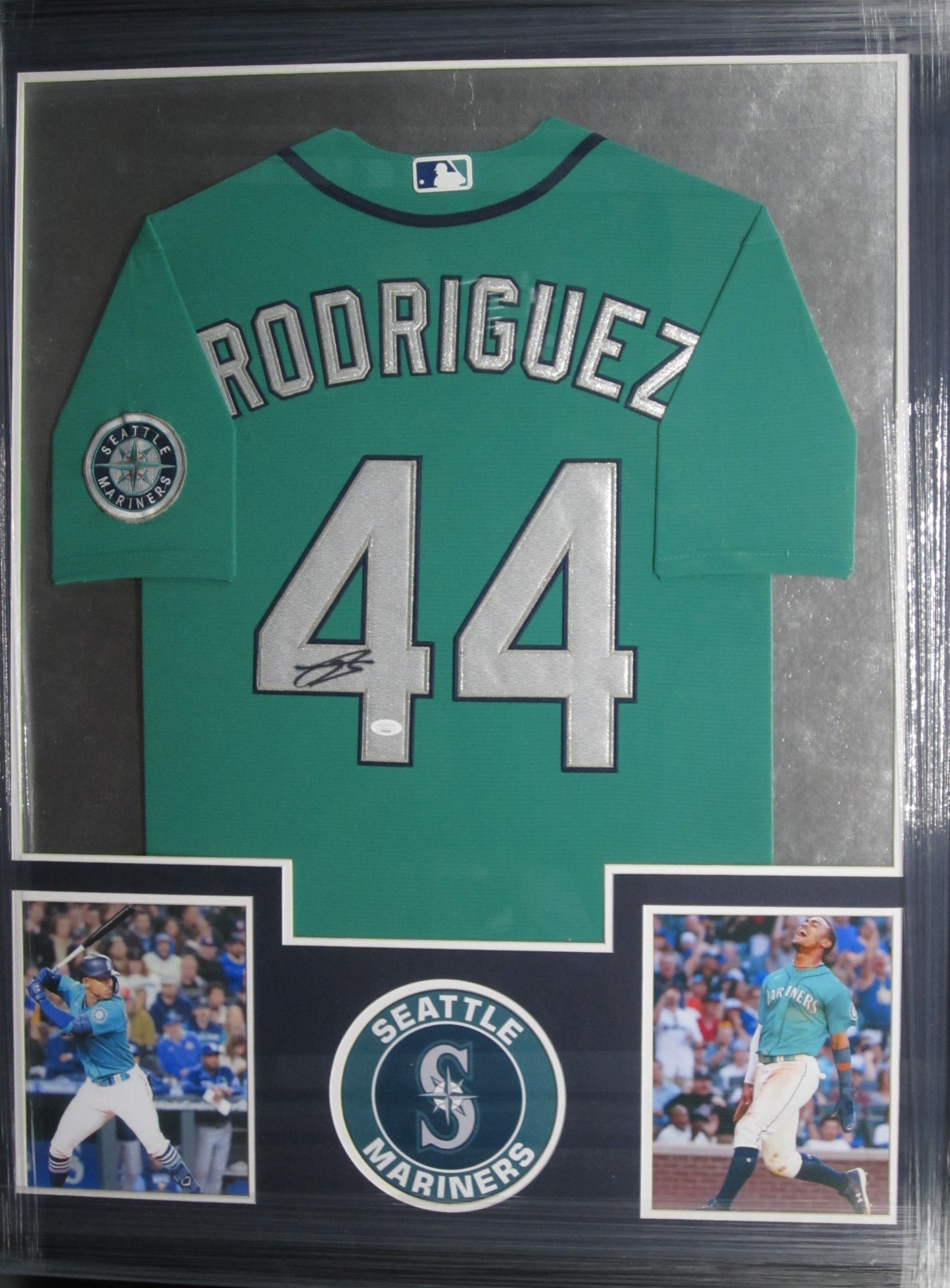 Seattle Mariners Julio Rodriguez Hand Signed Autographed Authentic Teal Jersey Framed & Matted with JSA COA