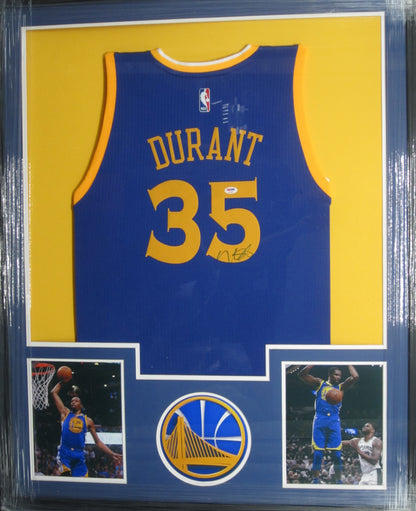 Golden State Warriors Kevin Durant Hand Signed Autographed Authentic Blue Jersey Framed & Matted with PSA COA