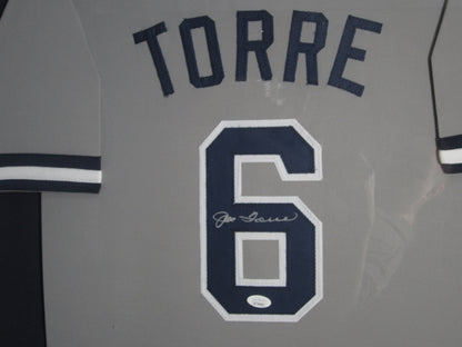 New York Yankees Joe Torre Hand Signed Autographed Custom Gray Jersey Framed & Suede Matted with JSA COA