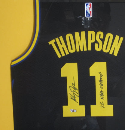 Golden State Warriors Klay Thompson Hand Signed Autographed Authentic Black Jersey with 22 NBA CHAMP Inscription Framed & Matted with FANATICS Authentic COA