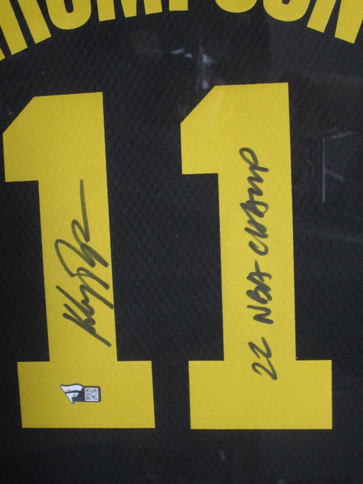 Golden State Warriors Klay Thompson Hand Signed Autographed Authentic Black Jersey with 22 NBA CHAMP Inscription Framed & Matted with FANATICS Authentic COA