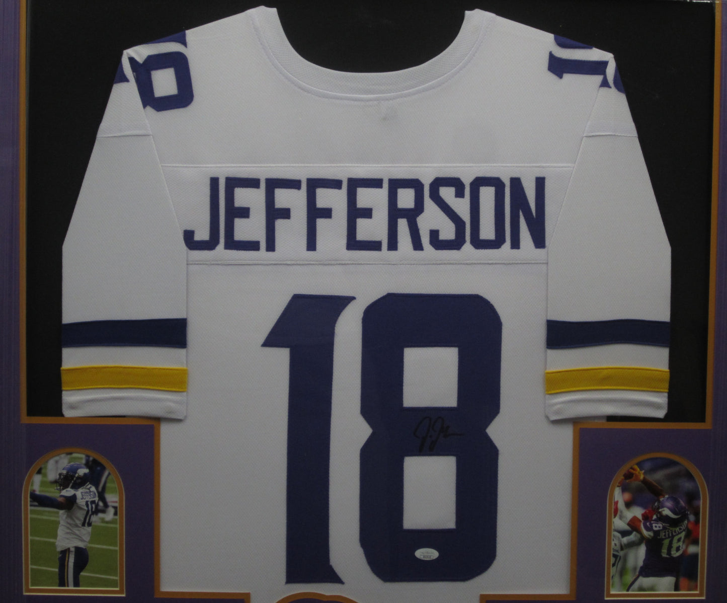 Minnesota Vikings Justin Jefferson Hand Signed Autographed Custom White Jersey Framed & Matted with JSA COA