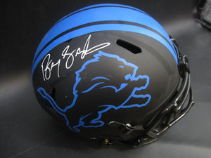 Detroit Lions Barry Sanders Signed Matte Black Eclipse Full Size Replica Helmet with Schwartz Sports Hologram & BECKETT COA