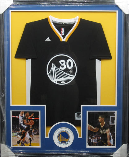 Golden State Warriors Stephen Curry Hand Signed Autographed Authentic Black Jersey Framed & Matted with JSA COA