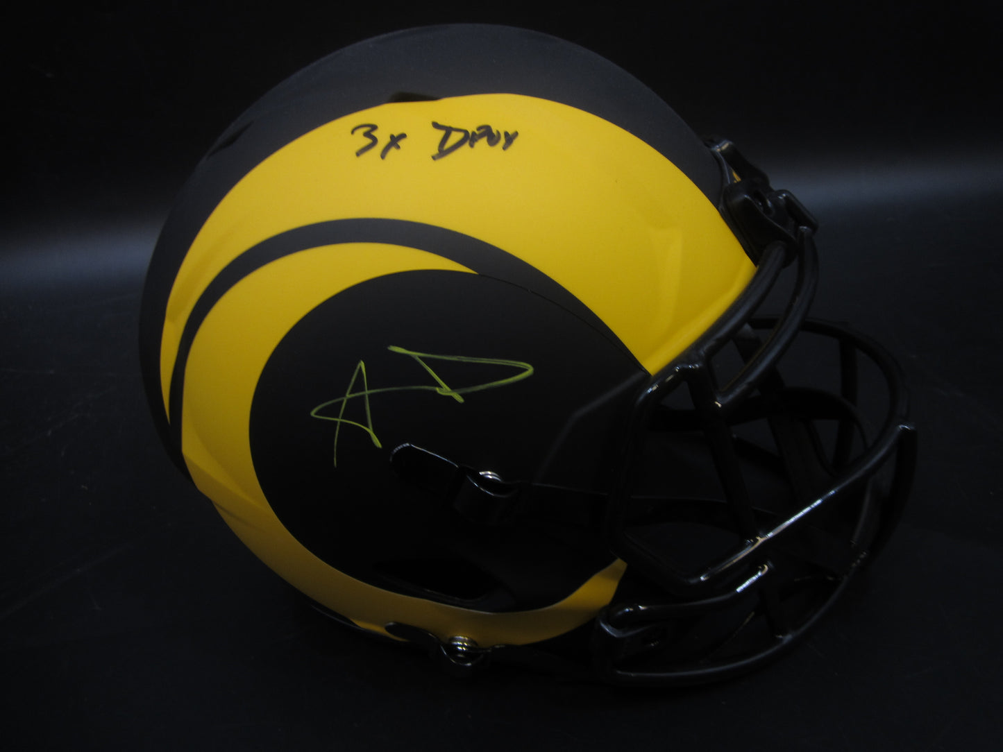 Los Angeles Rams Aaron Donald Hand Signed Autographed Full-Size Replica Helmet with 3X DPOY Inscription & JSA COA