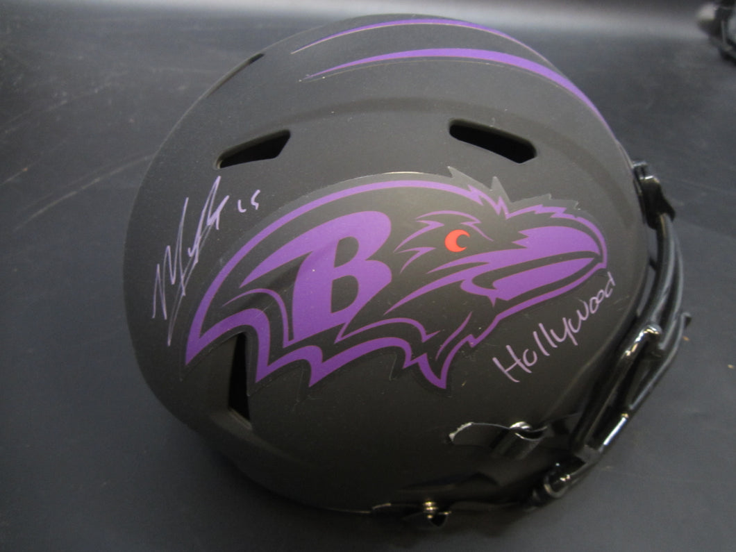 Baltimore Ravens Marquise Brown Signed Full-Size Replica Helmet with Hollywood Inscription & JSA COA