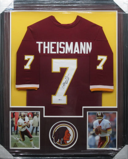 Washington Redskins Joe Theismann Hand Signed Autographed Maroon Jersey with 83 MVP Inscription Framed & Matted with BECKETT COA