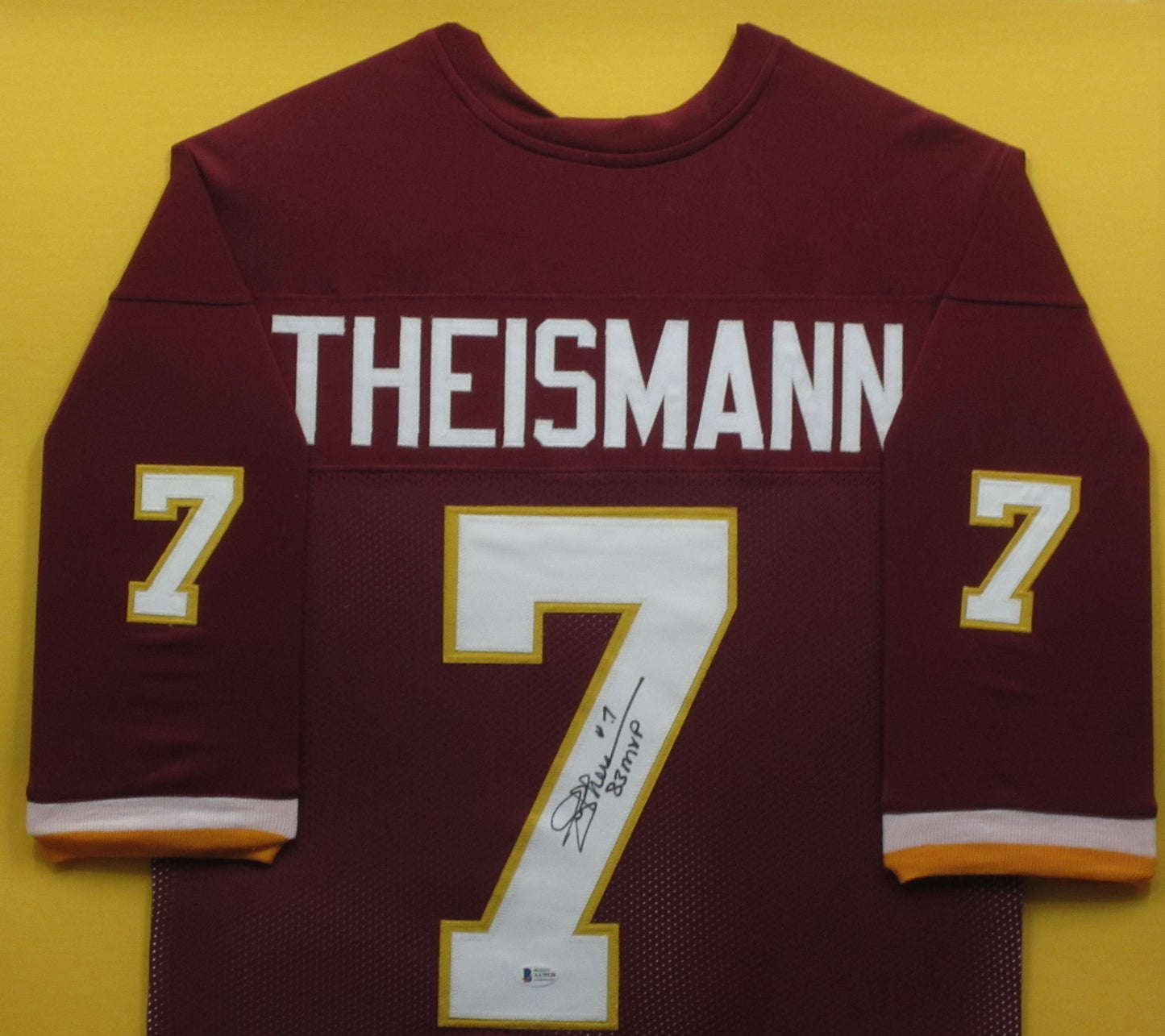 Washington Redskins Joe Theismann Hand Signed Autographed Maroon Jersey with 83 MVP Inscription Framed & Matted with BECKETT COA