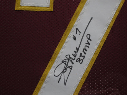 Washington Redskins Joe Theismann Hand Signed Autographed Maroon Jersey with 83 MVP Inscription Framed & Matted with BECKETT COA