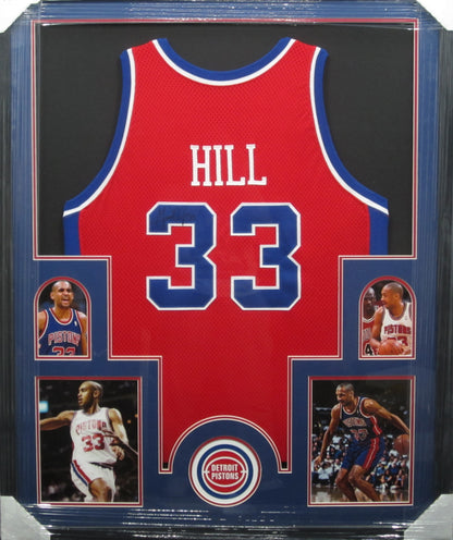 Detroit Pistons Grant Hill Hand Signed Autographed Custom Red Jersey Framed & Matted with COA