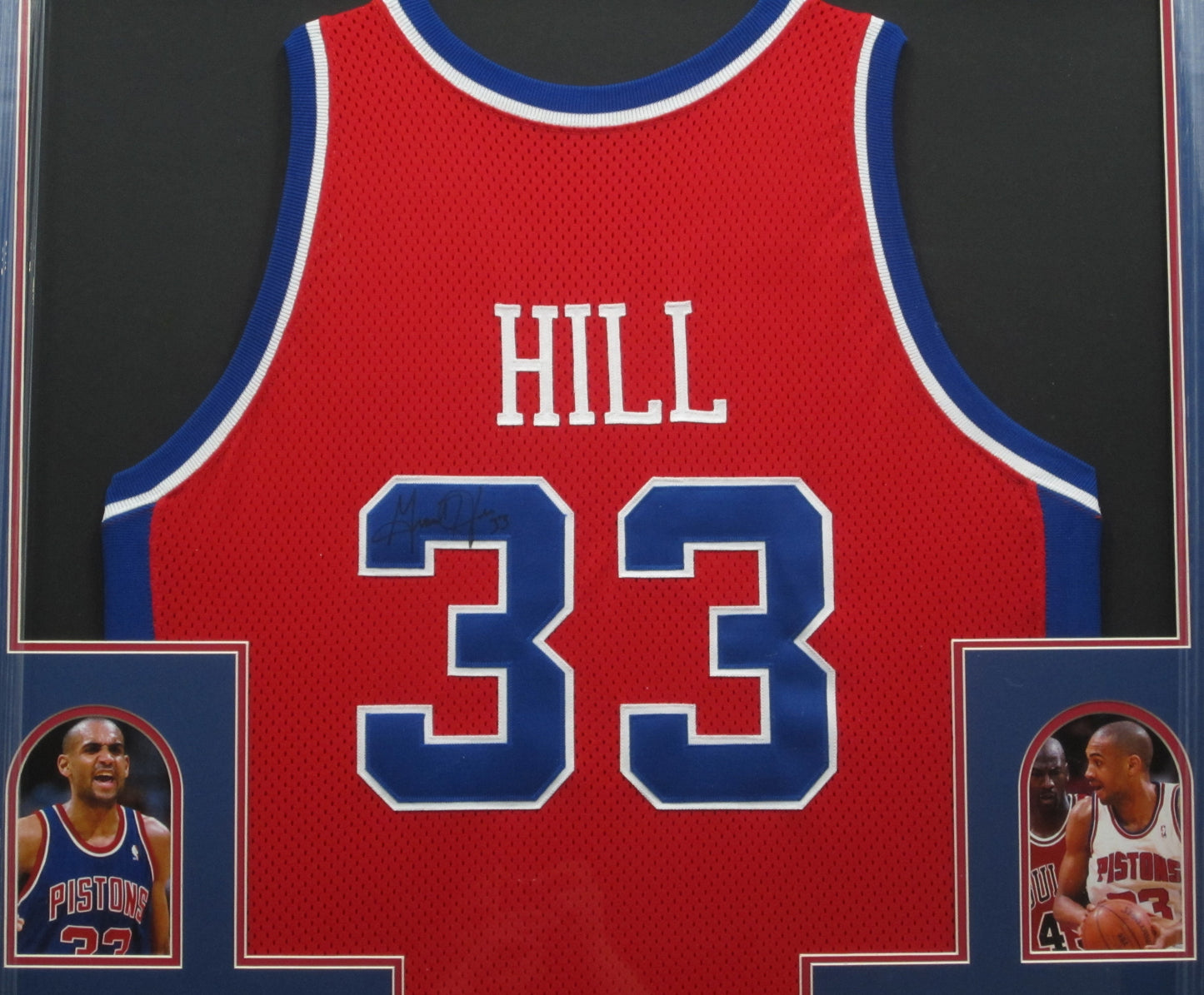 Detroit Pistons Grant Hill Hand Signed Autographed Custom Red Jersey Framed & Matted with COA