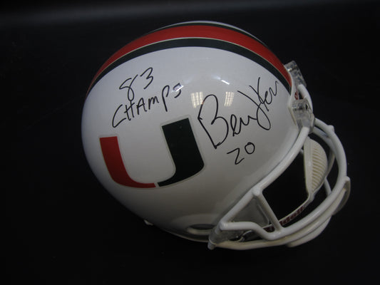 University of Miami Hurricanes Bernie Kosar Hand Signed Autographed Full Size Replica Helmet with 83 CHAMPS Inscription & JSA COA