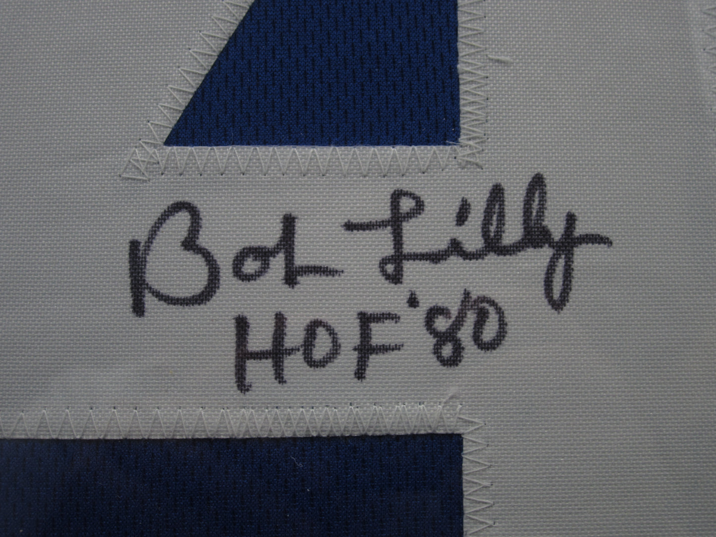 Dallas Cowboys Bob Lilly Hand Signed Autographed Custom Blue Jersey with HOF '80 Inscription Framed & Matted with JSA COA