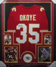 Load image into Gallery viewer, Kansas City Chiefs Christian Okoye Signed Jersey Framed &amp; Matted with JSA COA