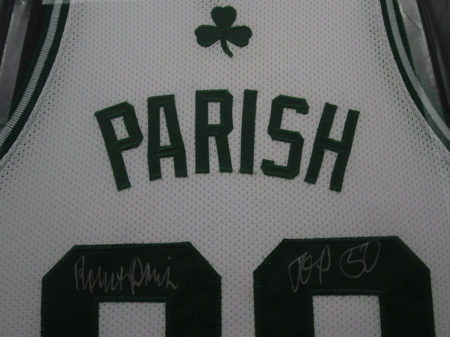 Boston Celtics Robert Parish Hand Signed Autographed Custom Career Stat Jersey with TOP 50 Inscription Framed & Matted with PSA COA