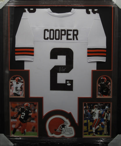 Cleveland Browns Amari Cooper Hand Signed Autographed Custom White Jersey Framed & Matted with PIA COA & JSA COA