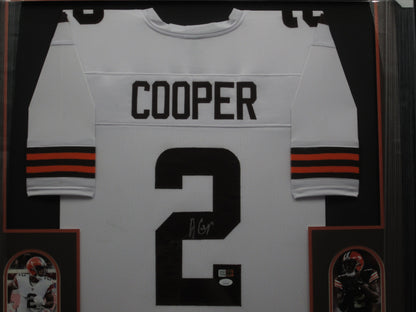 Cleveland Browns Amari Cooper Hand Signed Autographed Custom White Jersey Framed & Matted with PIA COA & JSA COA