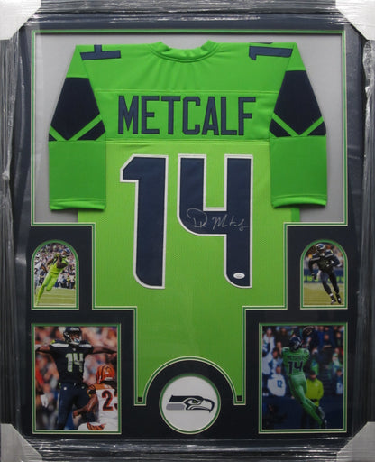 Seattle Seahawks DK Metcalf Hand Signed Autographed Green Jersey Framed & Matted with JSA COA