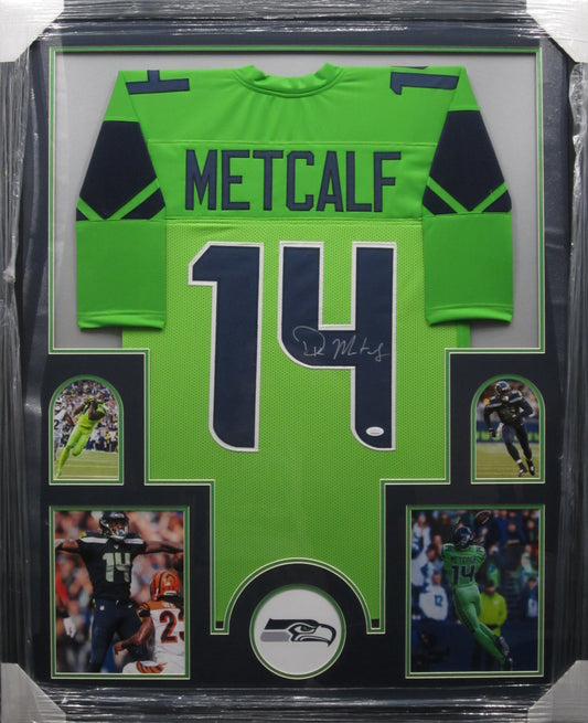 Seattle Seahawks DK Metcalf Hand Signed Autographed Green Jersey Framed & Matted with JSA COA