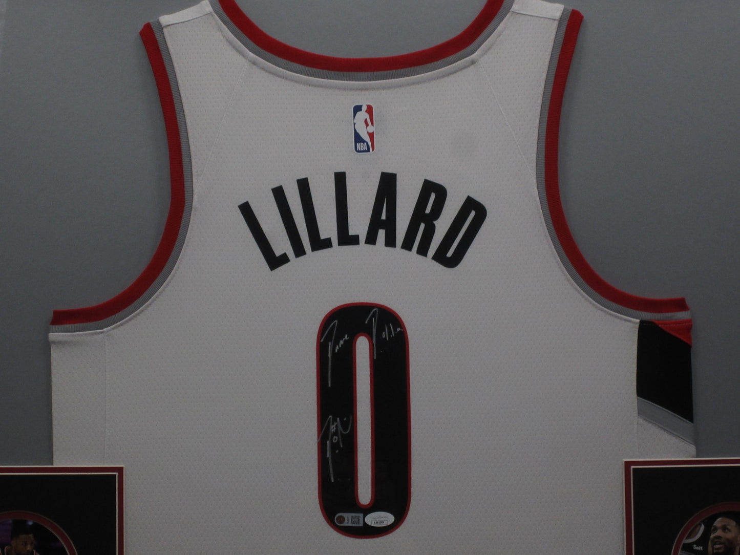 Portland Trail Blazers Damian Lillard Hand Signed Autographed Authentic White Jersey with Dame D.o.l.l.a Inscription Framed & Matted with JSA COA