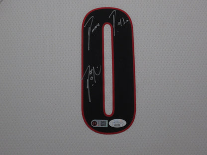 Portland Trail Blazers Damian Lillard Hand Signed Autographed Authentic White Jersey with Dame D.o.l.l.a Inscription Framed & Matted with JSA COA