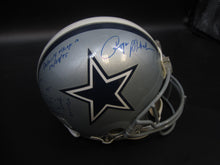 Load image into Gallery viewer, Dallas Cowboys Roger Staubach Hand Signed Autographed Full-Size Authentic Helmet with Game Play, Dallas/Vikings Score, &amp; Date Inscriptions with COA