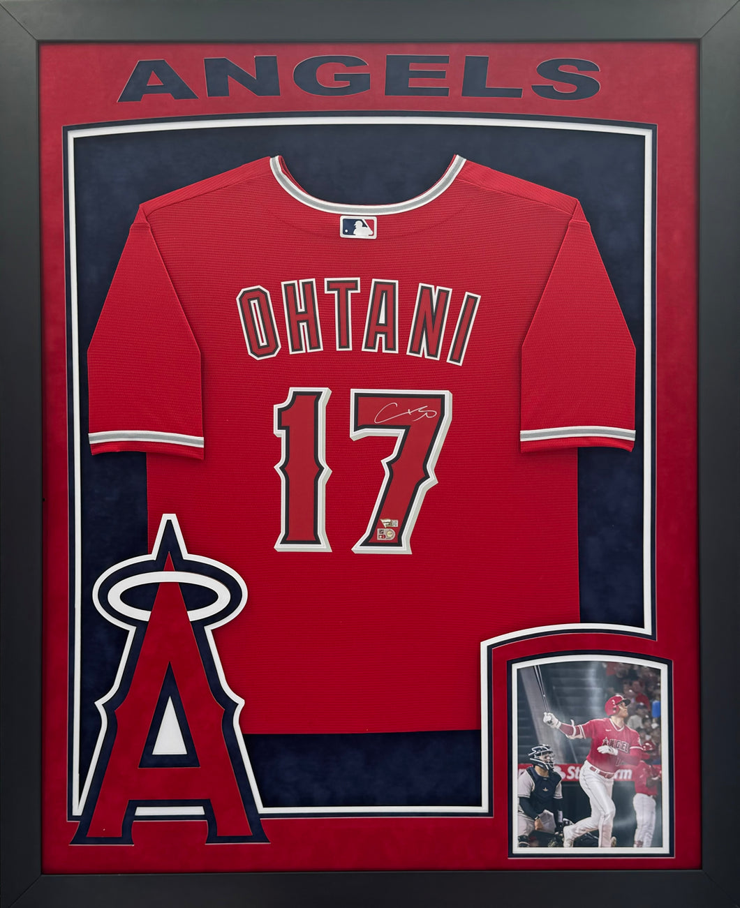 Los Angeles Angels Shohei Ohtani Hand Signed Autographed Authentic Red Jersey Framed & Double Suede Matted with XL 3D Logo Fanatics COA