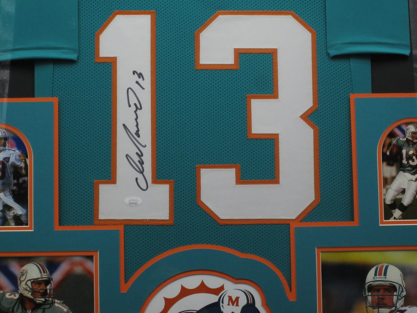 Miami Dolphins Dan Marino Hand Signed Autographed Custom Teal Jersey Framed & Matted with JSA COA