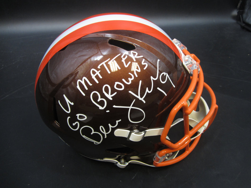 Cleveland Browns Bernie Kosar Signed Full Size Flash Speed Replica Helmet with U MATTER & GO BROWNS Inscriptions & COA