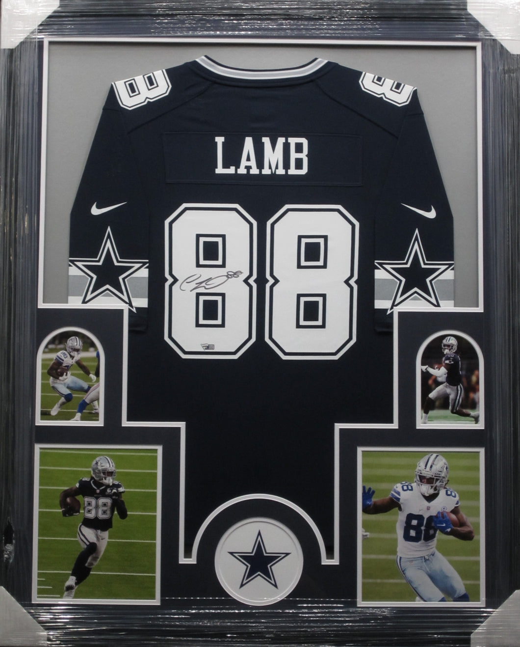 Dallas Cowboys CeeDee Lamb Hand Signed Autographed Authentic Blue Jersey Framed & Matted with FANATICS Authentic COA