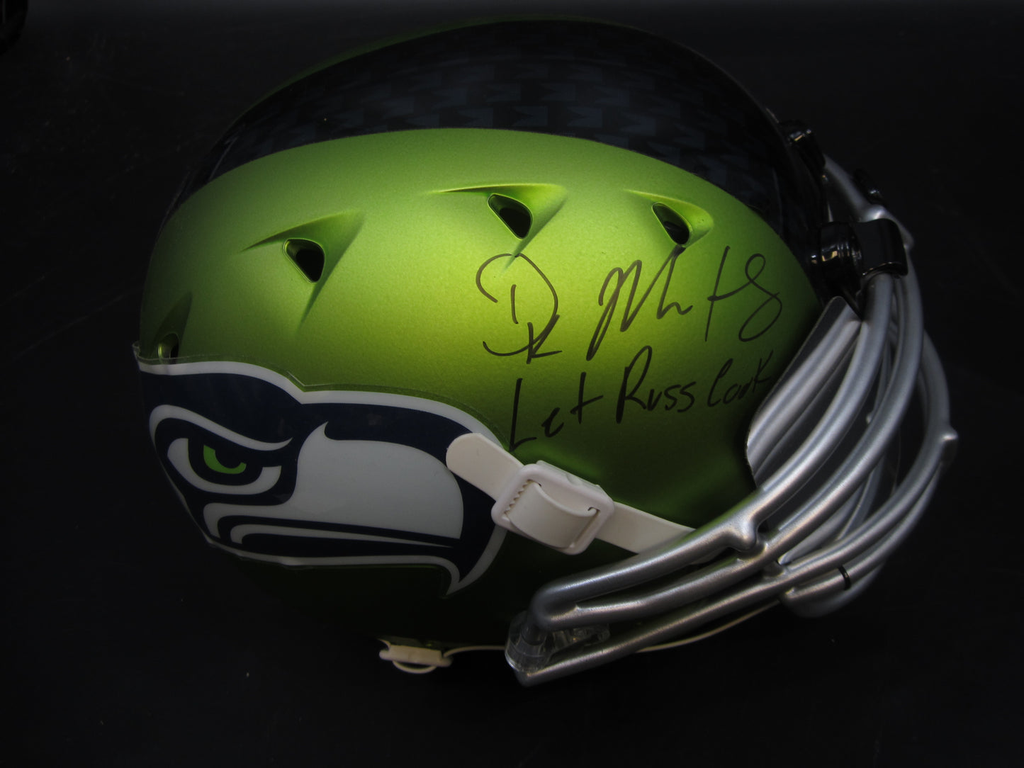 Seattle Seahawks DK Metcalf Signed Full Size Schutt DNA Authentic Green Alternate Helmet with Let Russ Cook Inscription & MILL CREEK COA
