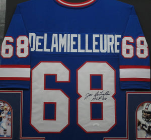 Buffalo Bills Joe DeLamielleure Signed Jersey with HOF 02 Inscription Framed & Matted with JSA COA