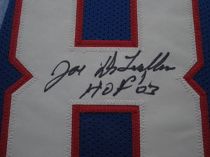 Buffalo Bills Joe DeLamielleure Hand Signed Autographed Custom Blue Jersey with HOF 02 Inscription Framed & Matted with JSA COA