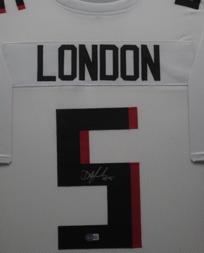 Atlanta Falcons Drake London Hand Signed Autographed Custom White Jersey Framed with Matting Includes Beckett COA
