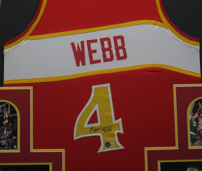 Atlanta Hawks Spud Webb Hand Signed Autographed Custom Red Jersey Framed & Matted with BECKETT COA