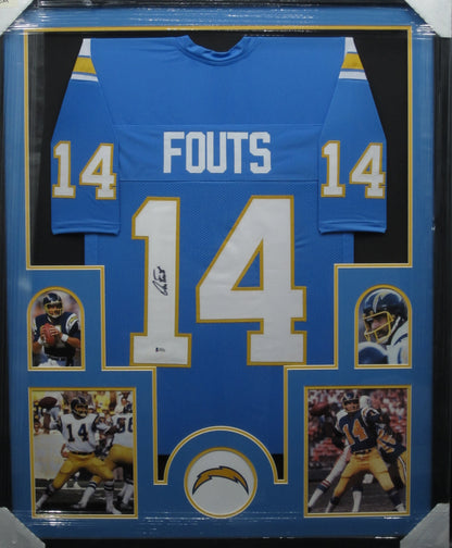 Los Angeles Chargers Dan Fouts Hand Signed Autographed Custom Blue Jersey Framed & Matted with BECKETT COA