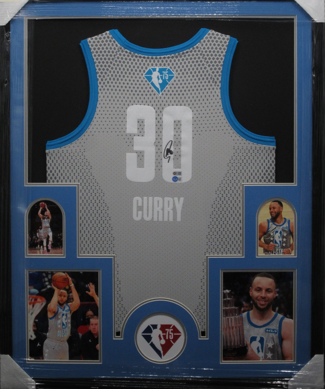 Golden State Warriors Stephen Curry Signed All-Star Jersey Framed & Matted with BECKETT COA & Player COA