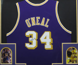 Los Angeles Lakers Shaquille O'Neal Signed Jersey Framed & Matted with JSA COA