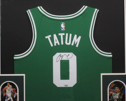 Boston Celtics Jayson Tatum Hand Signed Autographed Custom Green Jersey Framed & Matted with FANATICS Authentic COA