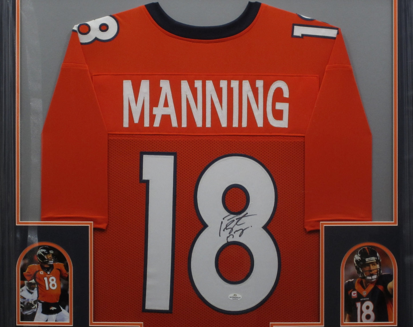 Denver Broncos Peyton Manning Hand Signed Autographed Custom Orange Jersey Framed & Matted with COA
